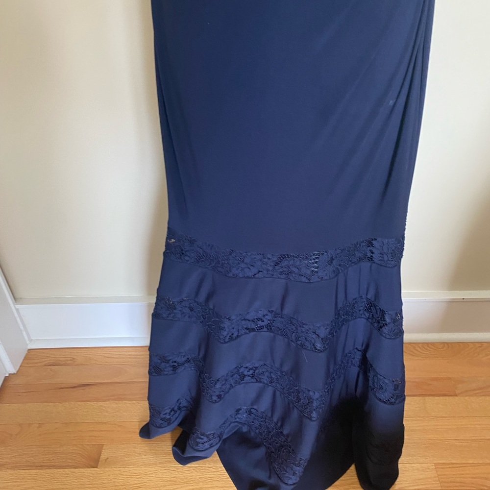 Ralph Lauren Navy Lace-Panel Jersey Gown Size 12 - Picture 13 of 13